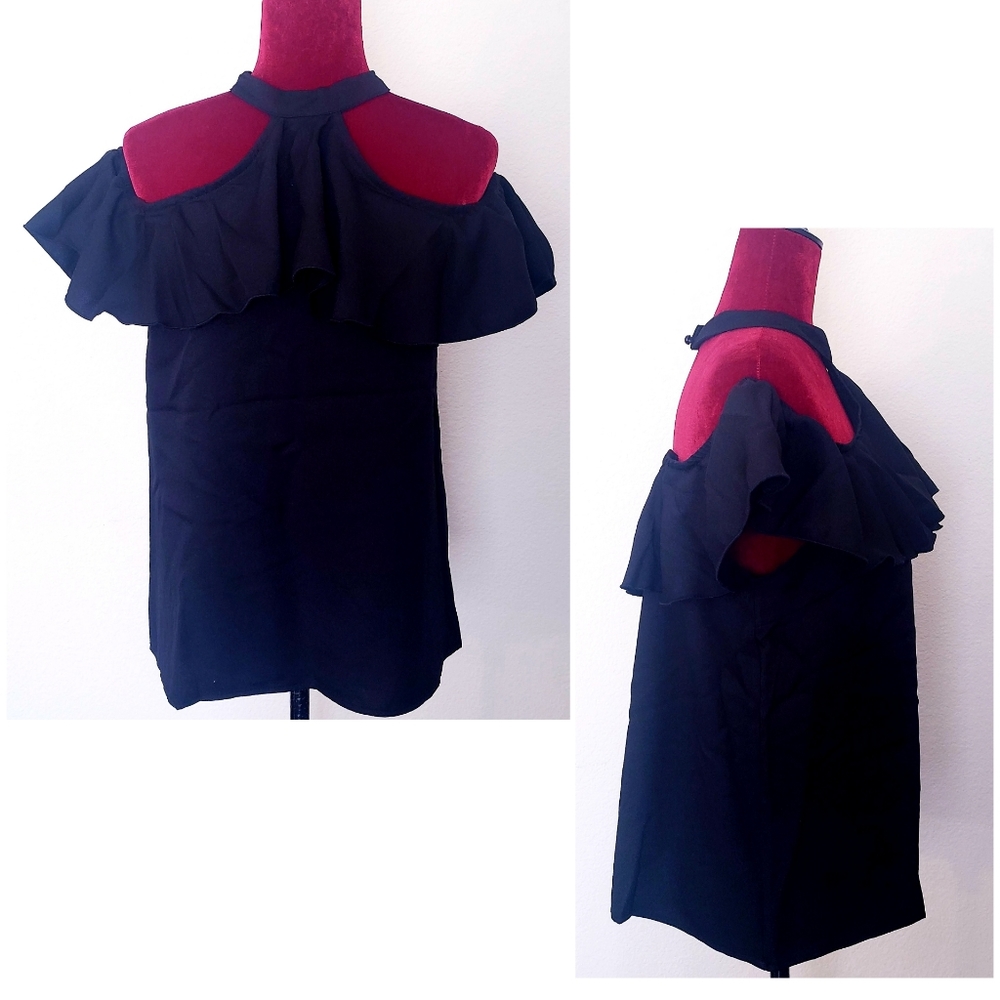 NWOT SHEIN OFF THE SHOULDERS RUFFLE TRIM - Picture 3 of 4
